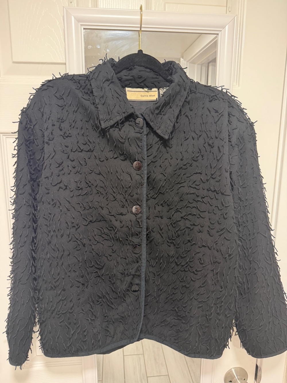 Carrie K. Black Textured Button-Front Jean Jacket